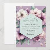 Lavender Floral Dream Wedding Kaart (Voorkant / Achterkant)