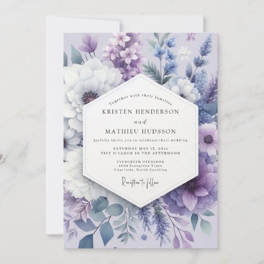 Lavender Floral Dream Wedding Kaart (Voorkant)