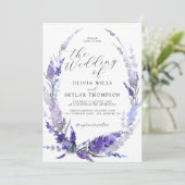 Lavender Floral Dusty Paarse Mauve Wedding Kaart (Staand voorkant)