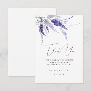 Lavender Floral Dusty Paarse Wild Flowers Wedding Bedankkaart