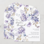 Lavender Floral Easter Brunch Invitation Kaart (Voorkant / Achterkant)