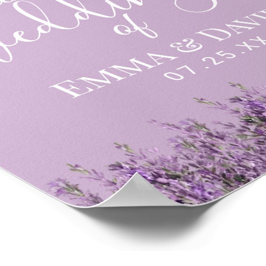 Lavender Floral Elegant Paars Wedding Welkom Poster (Hoek)