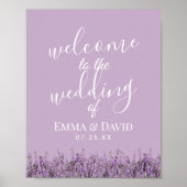 Lavender Floral Elegant Paars Wedding Welkom Poster (Voorkant)