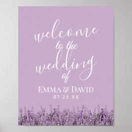Lavender Floral Elegant Paars Wedding Welkom Poster