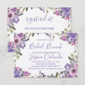 Lavender Floral Elegant Script Bridal Brunch Kaart (Voorkant / Achterkant)
