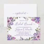Lavender Floral Elegant Script Bridal Brunch Kaart (Voorkant / Achterkant)