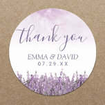 Lavender Floral Elegant Wedding Bedankt Ronde Sticker<br><div class="desc">Lavender Floral Elegant Wedding Dank jullie Stickers.</div>