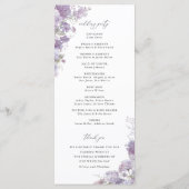Lavender Floral Elegant Wedding Ceremony Program Programmakaart (Achterkant)