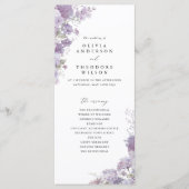 Lavender Floral Elegant Wedding Ceremony Program Programmakaart (Voorkant)