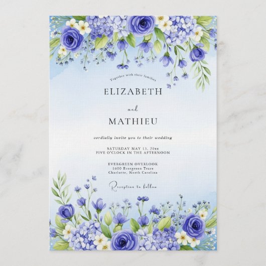 Lavender Floral Enchantment Wedding Kaart (Voorkant)