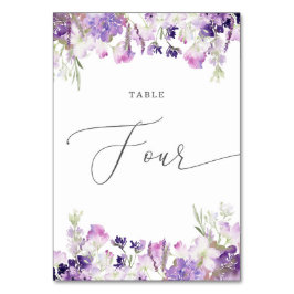 Lavender floral Four Table Number Kaart