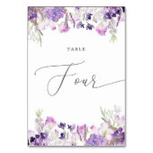 Lavender floral Four Table Number Kaart (Achterkant)
