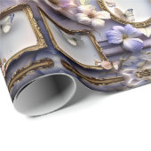 Lavender Floral Frames with Antique Gold Accents Cadeaupapier (Rol Hoek)