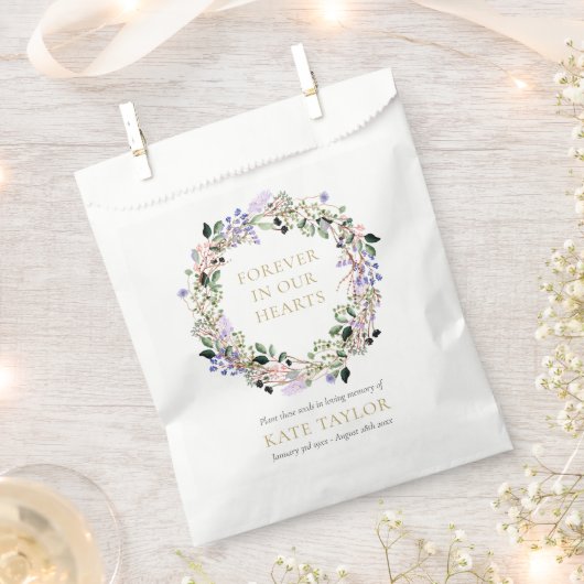 Lavender Floral Funeral Memorial Seed Packet Bedankzakje (Geknipt)