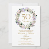 Lavender Floral Garland 50th Wedding Jubileum Kaart (Voorkant)