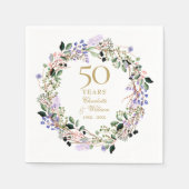 Lavender Floral Garland 50th Wedding Jubileum Servet (Voorkant)