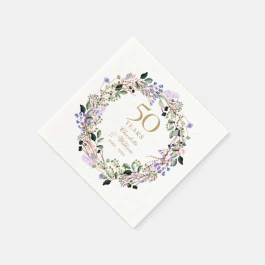 Lavender Floral Garland 50th Wedding Jubileum Servet (Hoek)