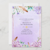 Lavender Floral Geometric Bridesmaids Luncheon Kaart (Voorkant)