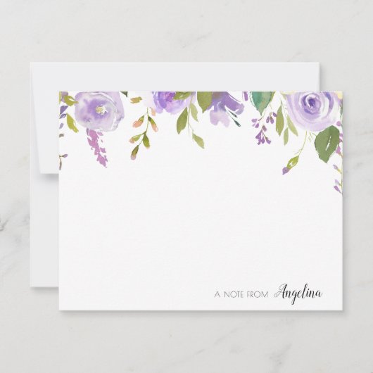 lavender floral gepersonaliseerde note card notitiekaartje (Voorkant)