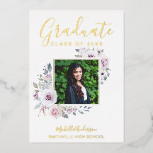 Lavender Floral Gold Foil Foto Afstuderen
