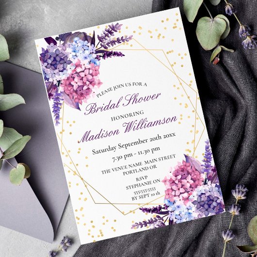 Lavender Floral Gold Geometric Vrijgezellenfeest Kaart