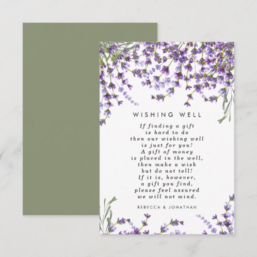 lavender floral green bruiloft op wenskaart informatiekaartje (Voorkant / Achterkant)