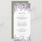 lavender floral greenery bruiloft - menukaarten menu (Voorkant / Achterkant)