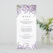 lavender floral greenery bruiloft - menukaarten menu (Staand voorkant)