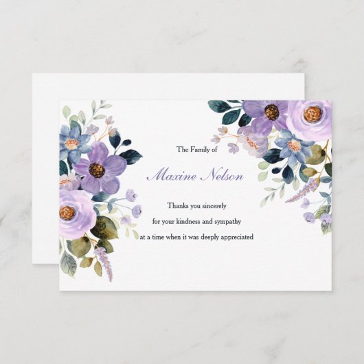 Lavender Floral Hartelijk dank Bedankkaart (Voorkant / Achterkant)