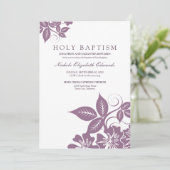 Lavender Floral Heilige Baptisme Uitnodiging (Staand voorkant)