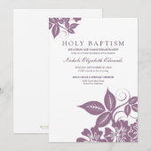 Lavender Floral Heilige Baptisme Uitnodiging (Voorkant / Achterkant)