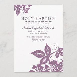 Lavender Floral Heilige Baptisme Uitnodiging