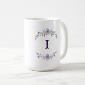 Lavender Floral Initial Personalized Monogram Koffiemok (Voorkant rechts)
