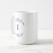 Lavender Floral Initial Personalized Monogram Koffiemok (Voorkant links)