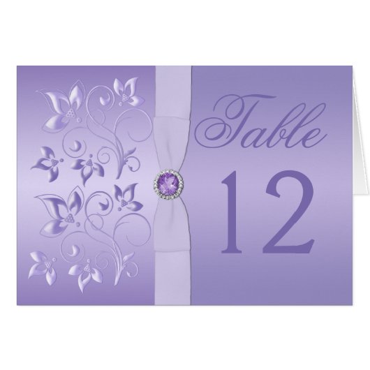Lavender Floral Jeweled Table Card (Voorkant Horizontaal)