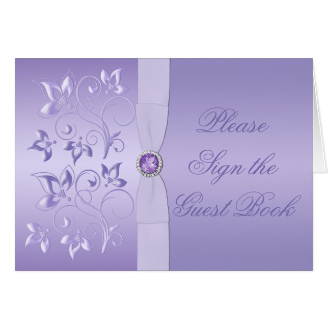 Lavender Floral Jeweled Table Card (Voorkant Horizontaal)