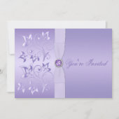 Lavender Floral Jeweled Wedding Invitation Kaart (Voorkant)