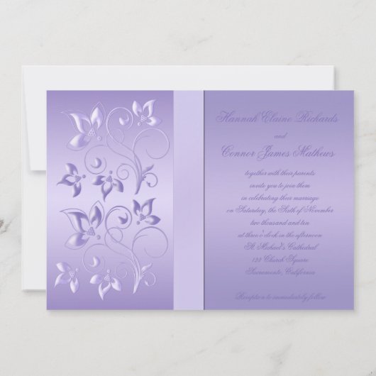 Lavender Floral Jeweled Wedding Invitation Kaart (Achterkant)
