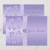 Lavender Floral Jeweled Wedding Invitation Kaart (Voorkant / Achterkant)