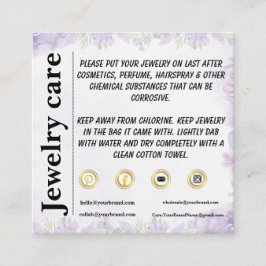 Lavender Floral Jewelry Care Informatiekaartje