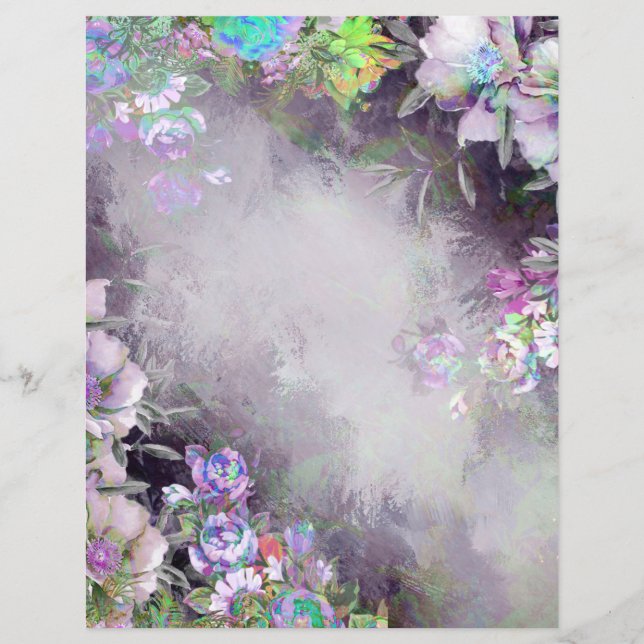 Lavender Floral Lijst Scrapbook Paper (Voorkant)