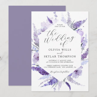 Lavender Floral Lila Botanical Mauve Wedding Kaart