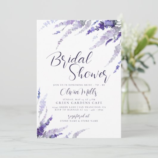 Lavender Floral Lila Botanisch Vrijgezellenfeest Kaart (Staand voorkant)