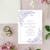 lavender Floral Line Art-script bruiloft Kaart