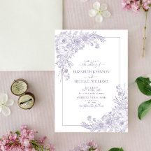  lavender Floral Line Art-script bruiloft