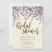 lavender floral modern bridal douche - uitnodiging (Voorkant)