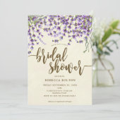 lavender floral modern bridal douche - uitnodiging (Staand voorkant)