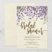 lavender floral modern bridal douche - uitnodiging (Voorkant / Achterkant)