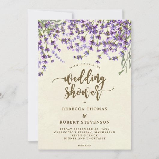 lavender floral modern bruiloft - uitnodiging (Voorkant)