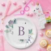 Lavender Floral Monogram Bord (Feest)